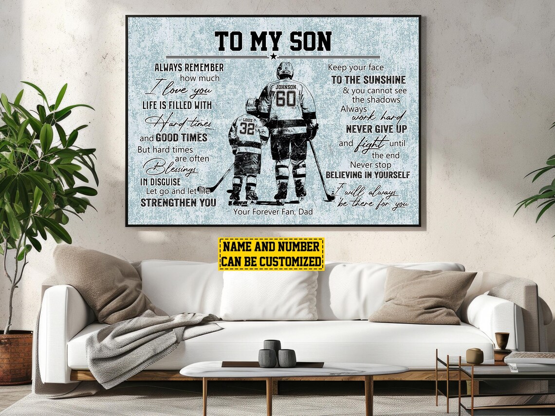 Hockey For My Son Personalized Team Sports Poster Print - Image 3