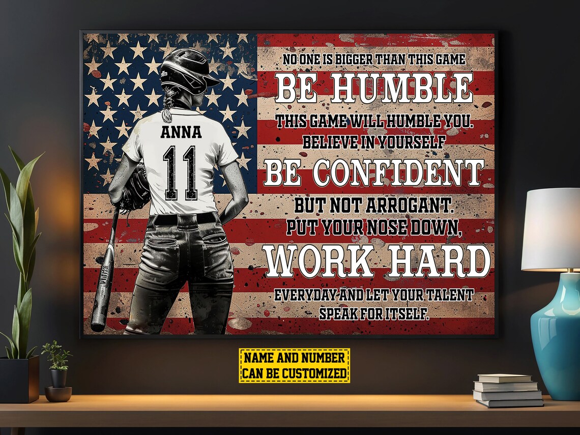 Vintage America Baseball Personalized Poster Print