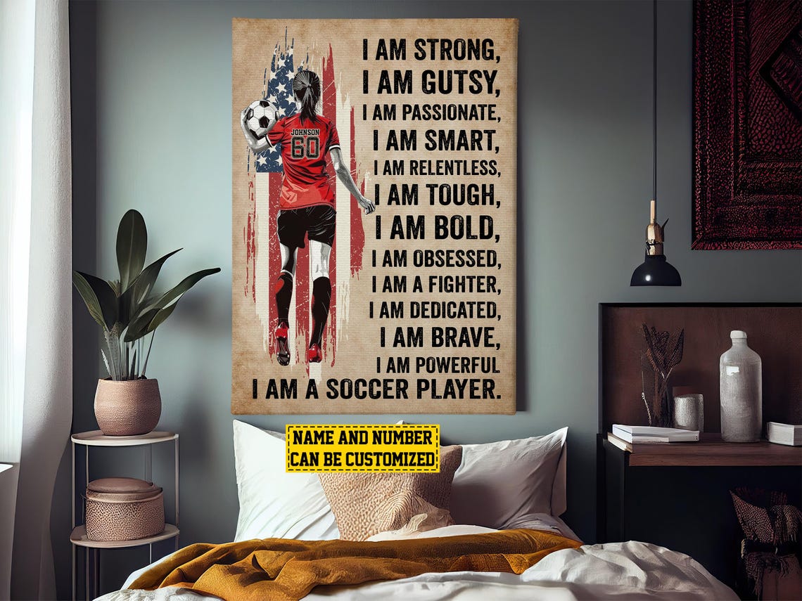 I Am a Soccer Player Affirmations Quote Personalized Girls Poster - Image 3