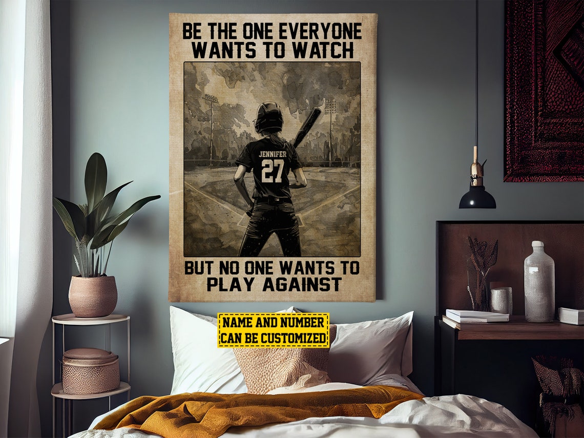 Personalized Softball Motivational Quote Vintage Player Poster Gift - Image 3