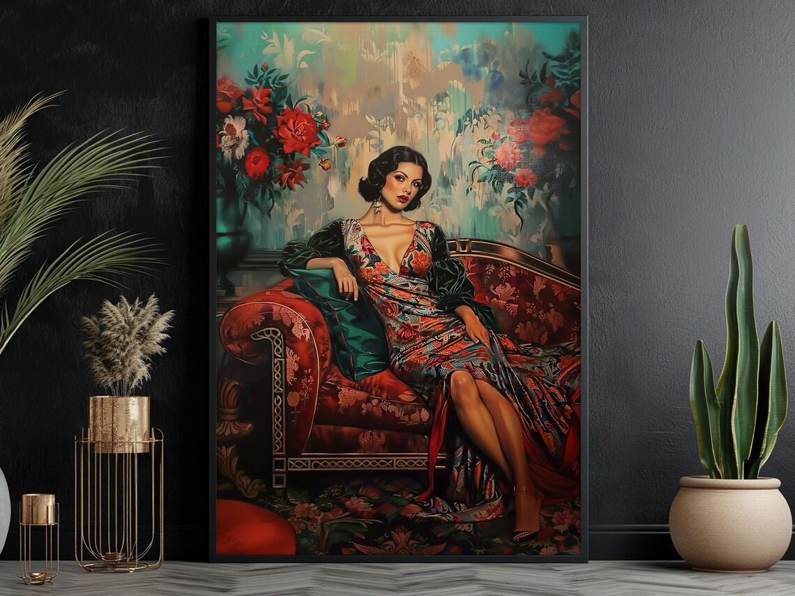Cottage Woman on the Sofa Vintage Woman Poster - Image 3