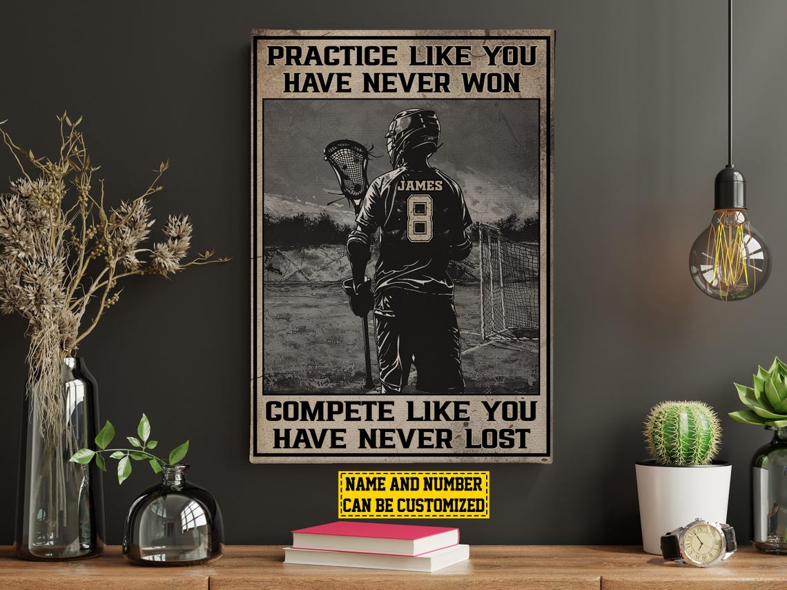 Personalized Lacrosse Practice Compete Motivational Poster Gift - Image 5