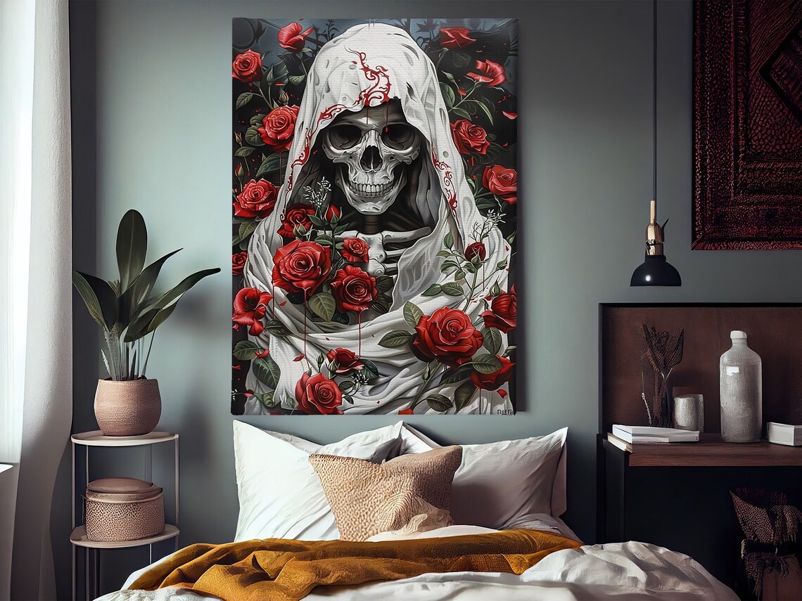 Dark Surreal Skull Painting, Gothic Skull Art Print - Image 2