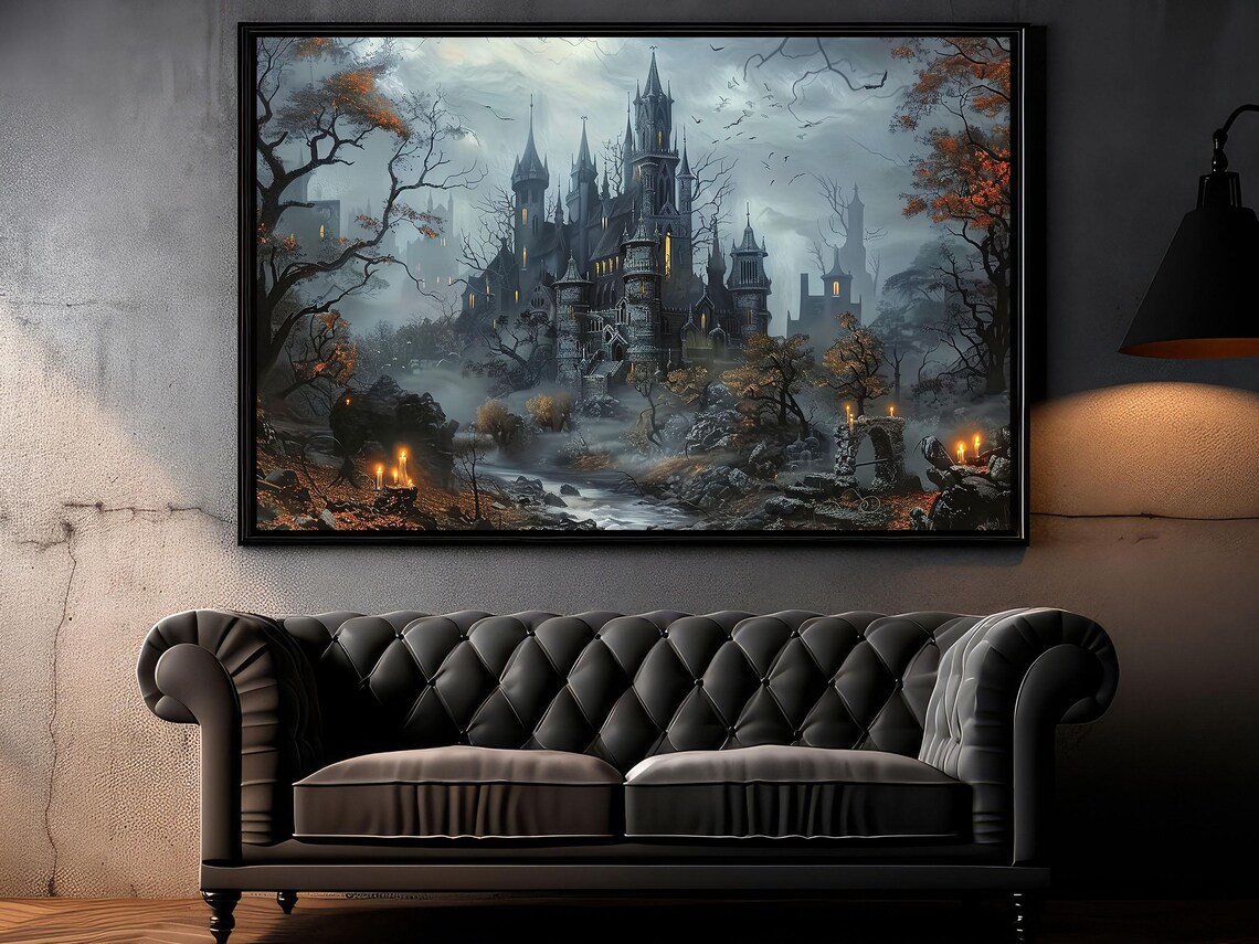 Dark Witchy Castle Halloween Poster Print - Image 6