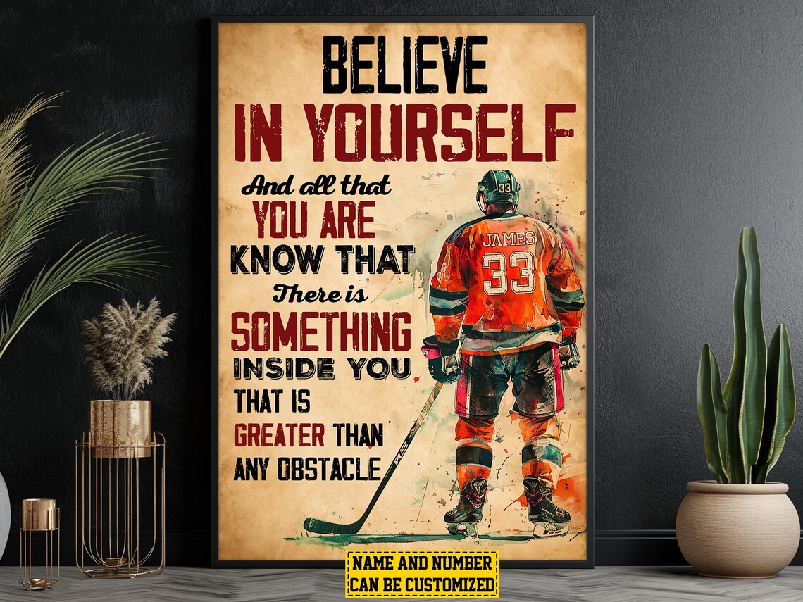 Vintage Hockey Inspiration Personalized Poster Print