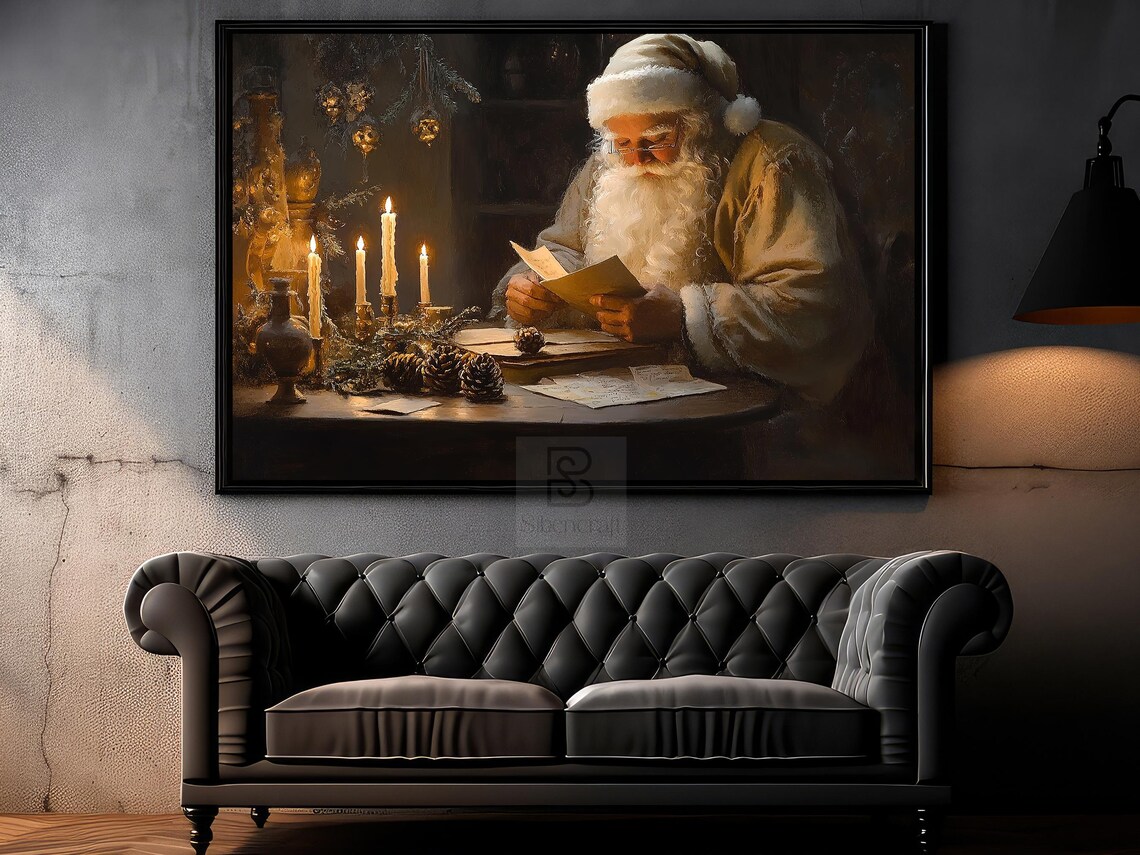 Vintage Santa Writes a Letter, Christmas Poster Print - Image 6