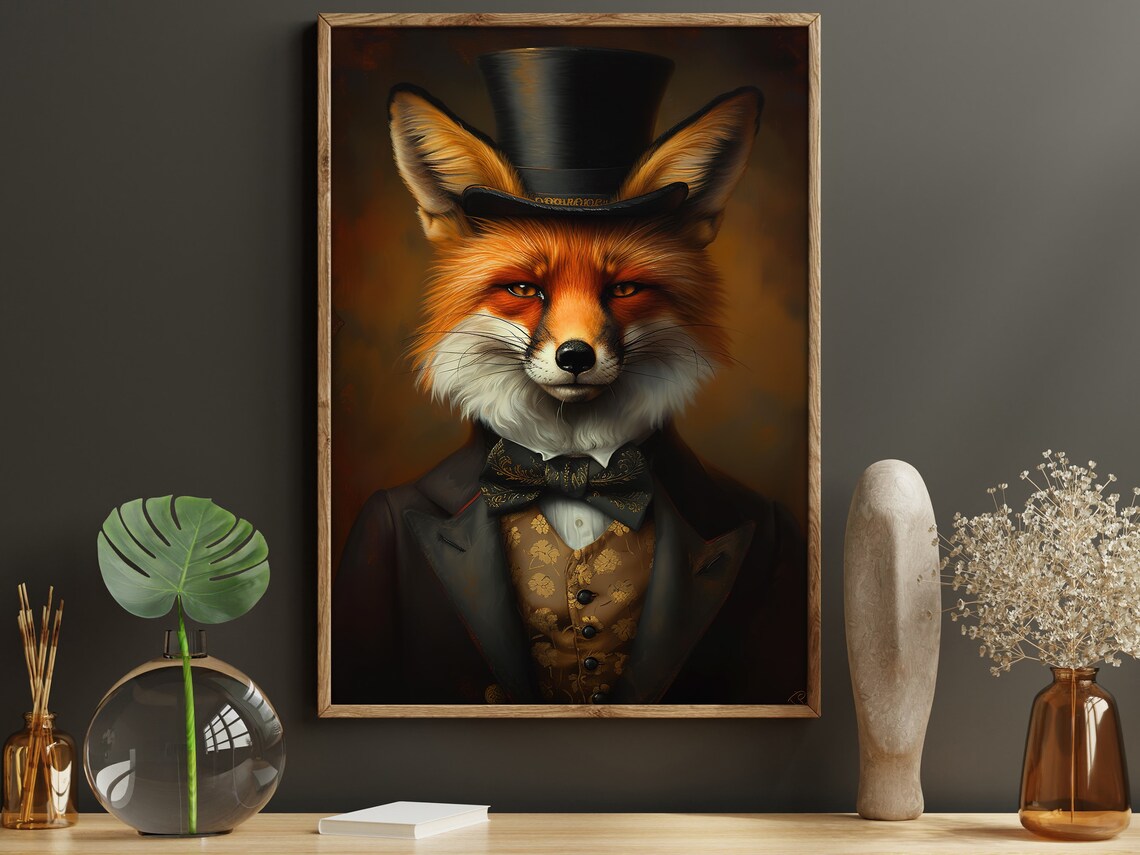 Vintage Renaissance Fox Portrait, Gothic Art Print - Image 5
