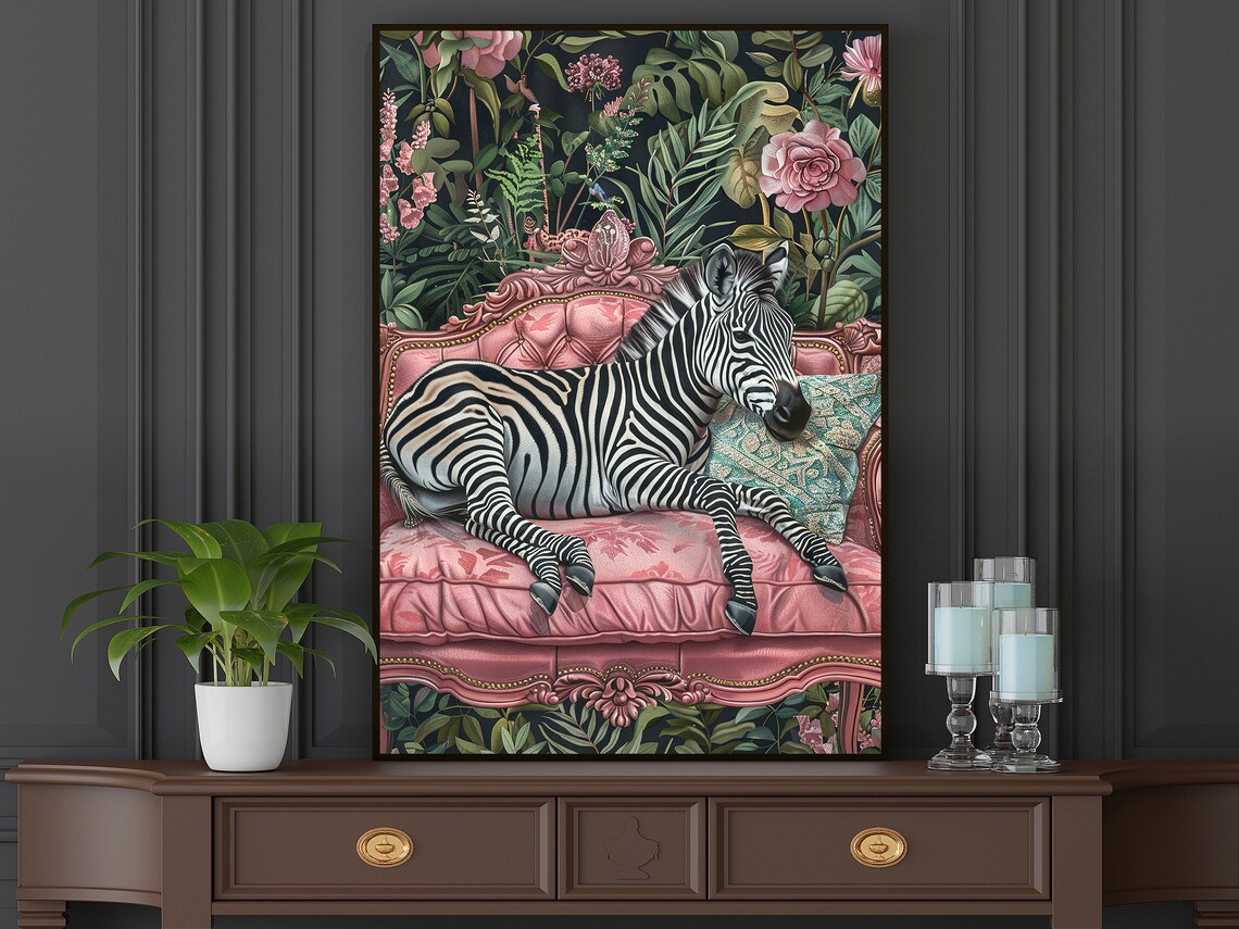Matisse-Inspired Zebra on Sofa Art Print, Animal Decor - Image 5