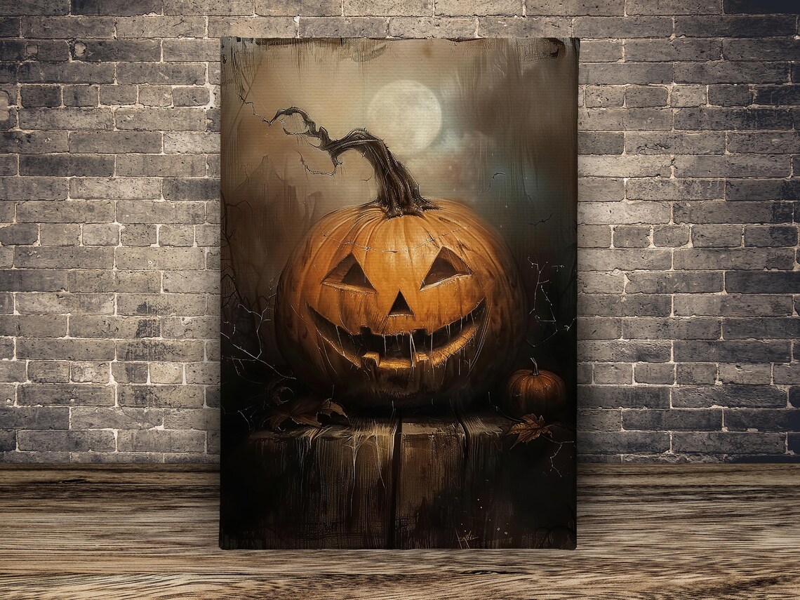 Vintage Pumpkin Halloween Art Print, Dark Decor - Image 2