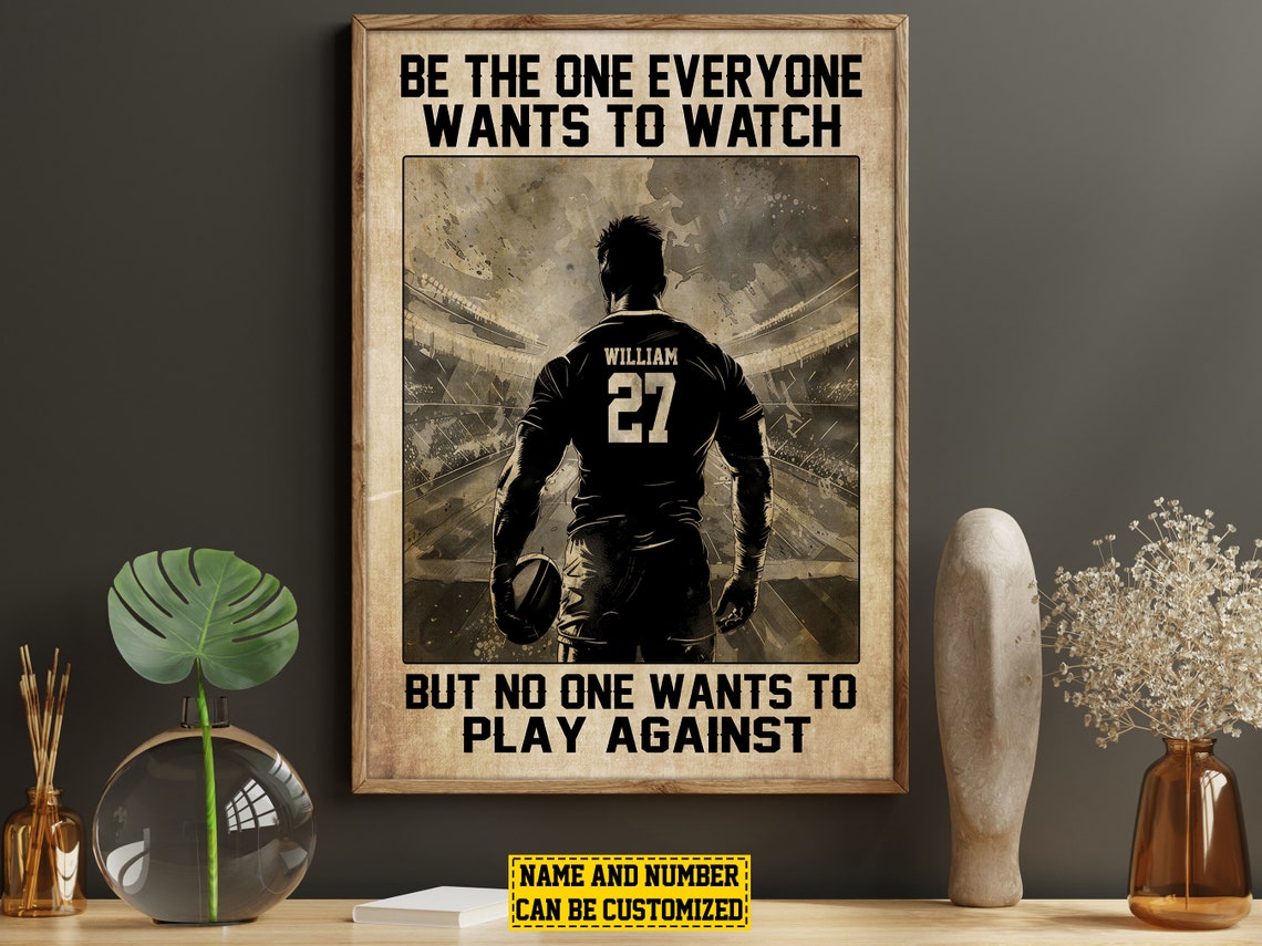 Personalized Football Motivational Quote Vintage Player Poster Gift - Image 4