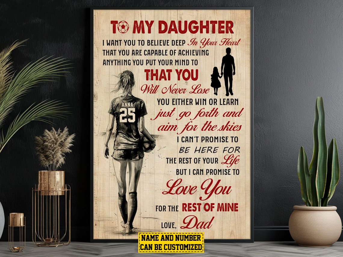 To My Daughter Soccer Personalized Love Letter Sports Poster
