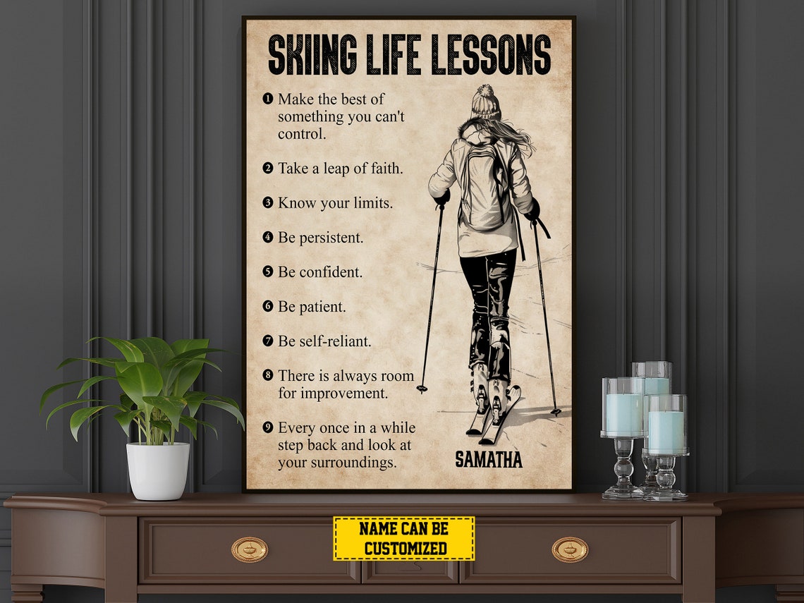 Skiing Life Lessons Personalized Print Skiing Poster Print Skiing Gift For Girl Daughter - Image 5