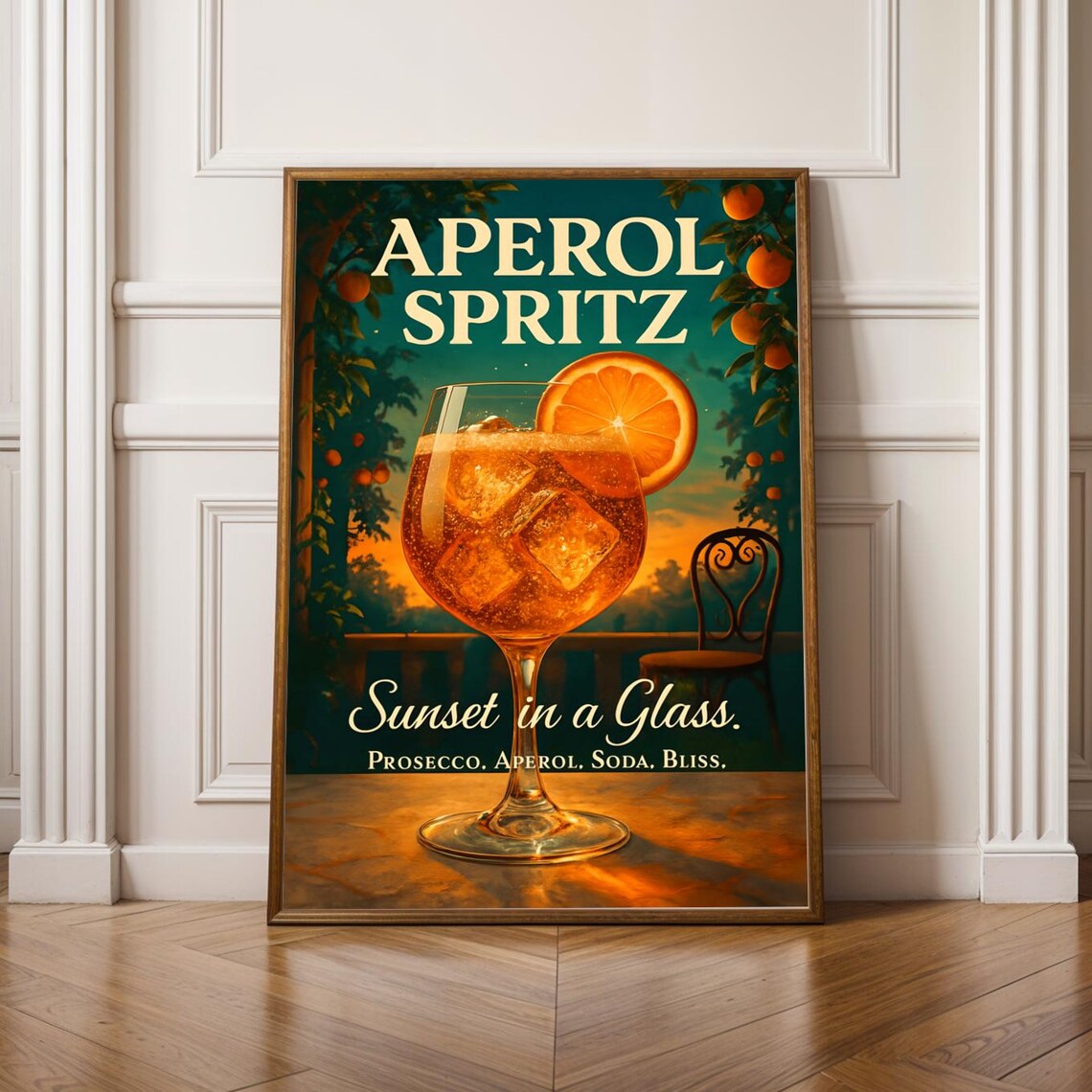Aperol Spritz Print Italian Summer Cocktail Sunset Bar Art