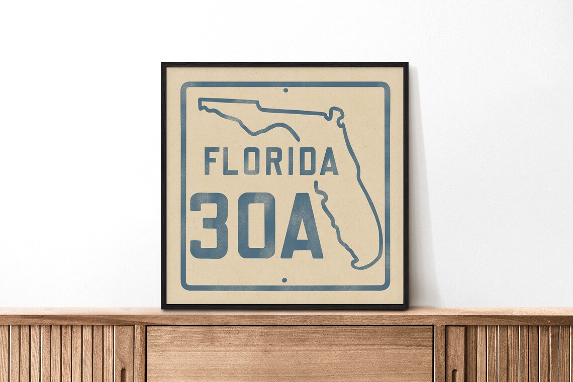 Florida Beach Road Sign Art Print, Beach Decor