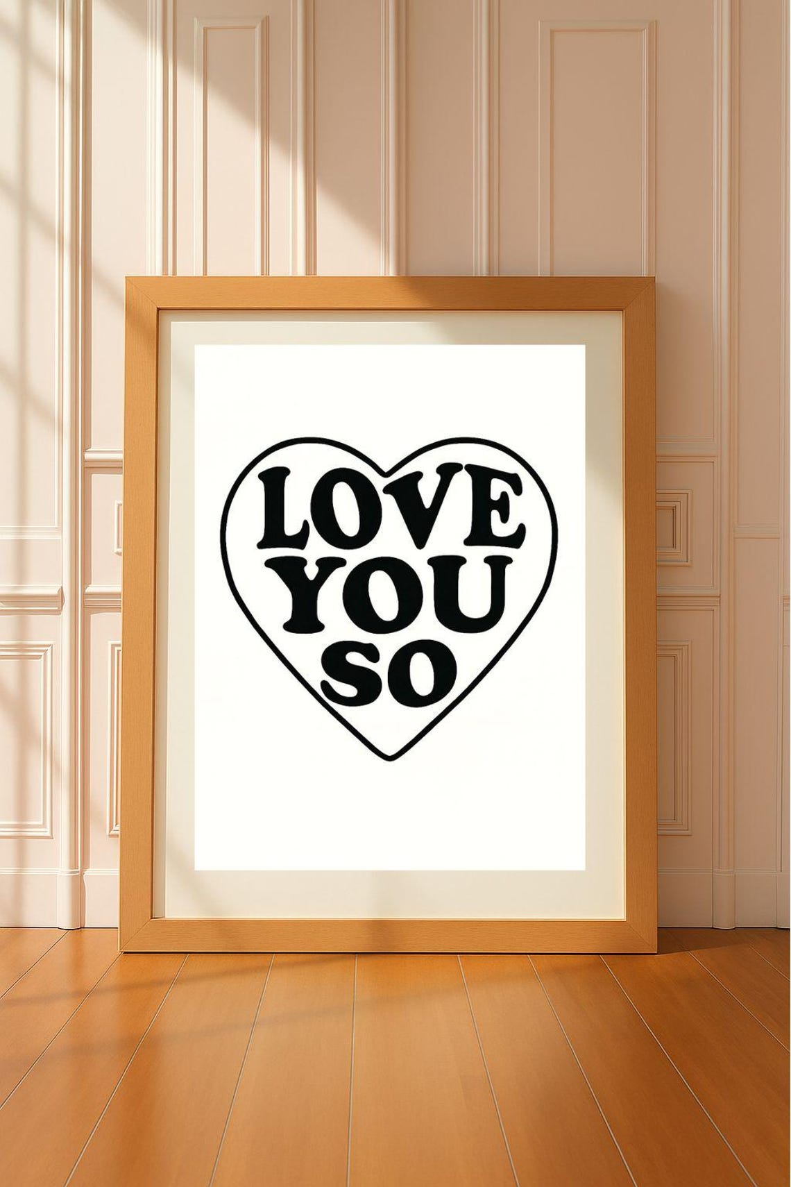 Love You So Heart Retro Typography Romantic Sweet Wall Poster
