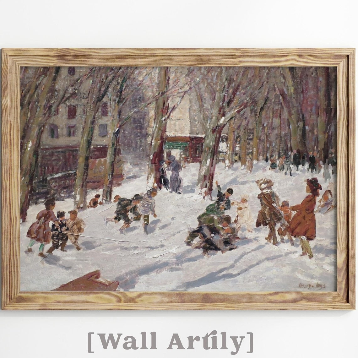 Vintage Winter Wall Art Antique Oil Painting Winter Scene Christmas Holiday Art Farmhouse Country Decor Print - Image 7