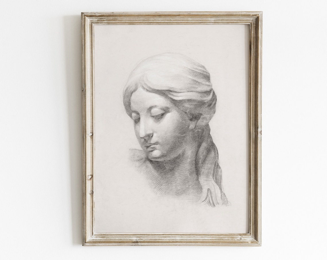 Vintage Woman Figure Sketch, Classical Art Print