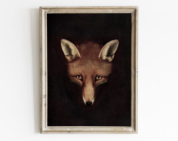 Fox Vintage Wall Art Print, Neutral Antique Decor