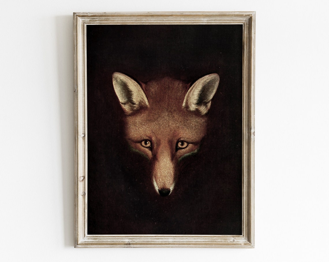 Fox Vintage Wall Art Print, Neutral Antique Decor