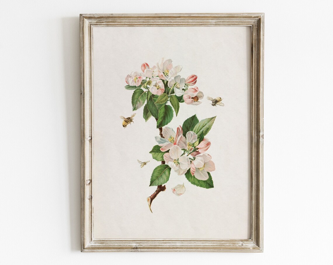 Spring Blossom Wall Print Antique Floral Painting Vintage Flower Painting Spring Flower Print Vintage Botanical Painting Blossom Art