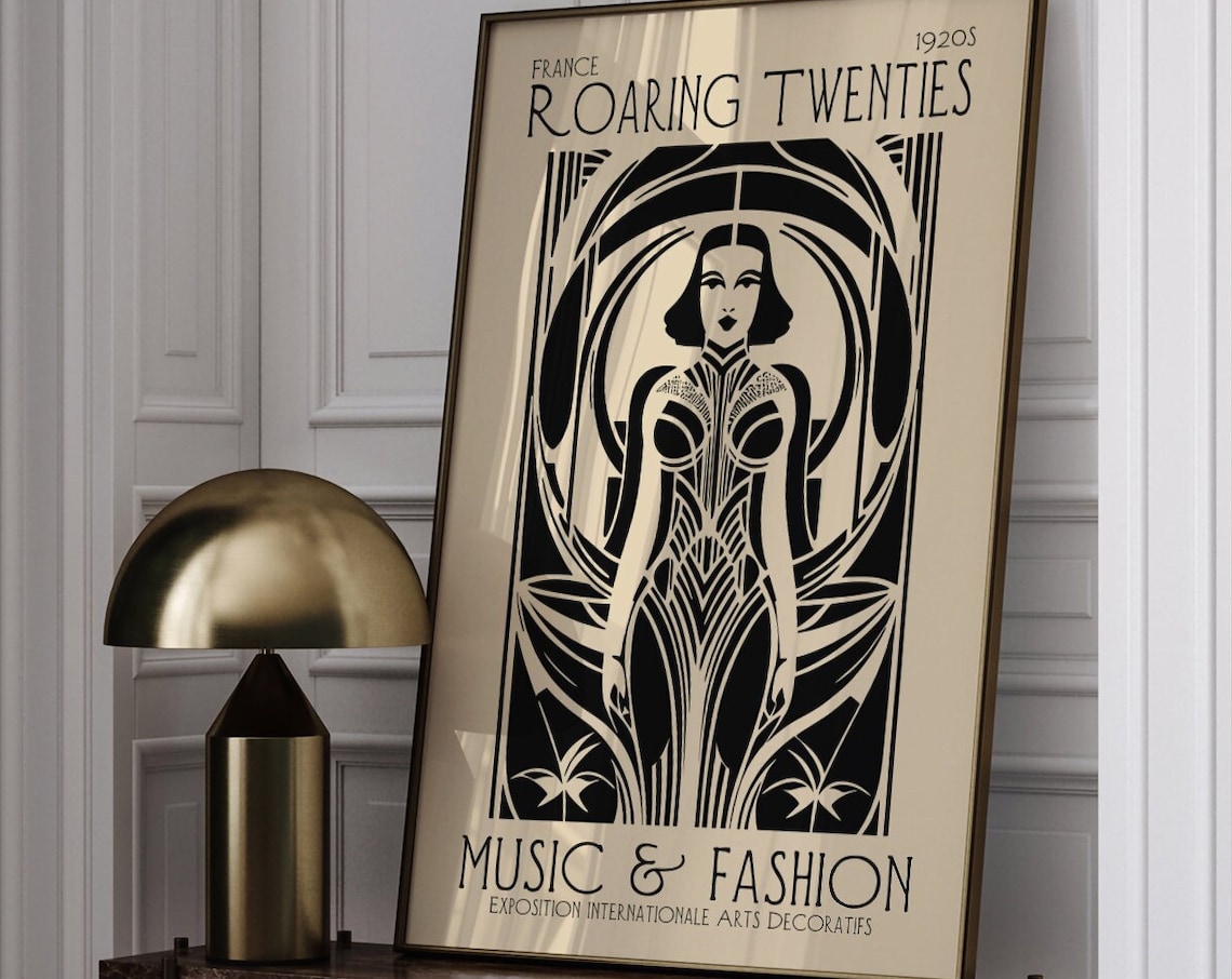 1920s Vintage Roaring Twenties France Music and Fashion Poster
