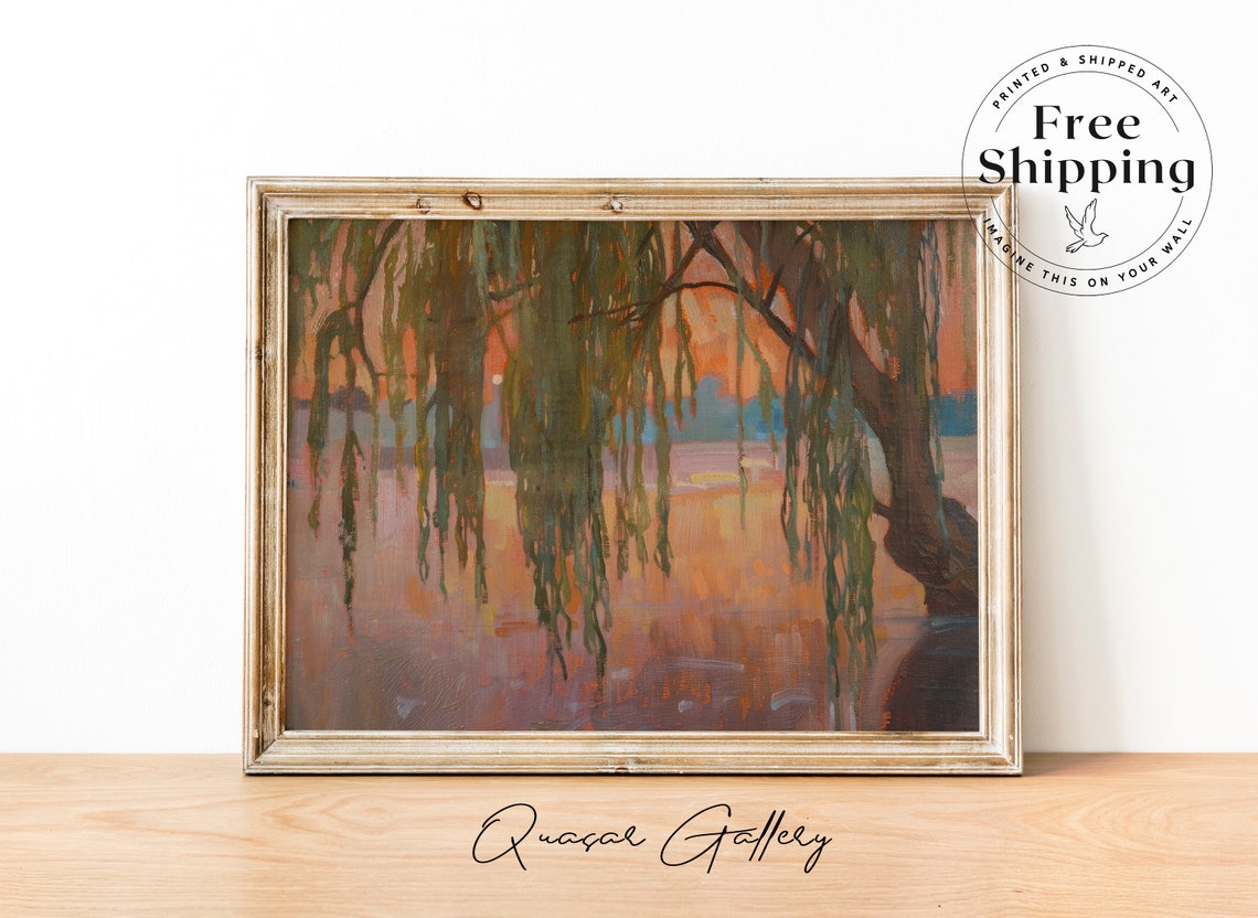 Willow Tree Nature Print, Lakeside Cabin Decor