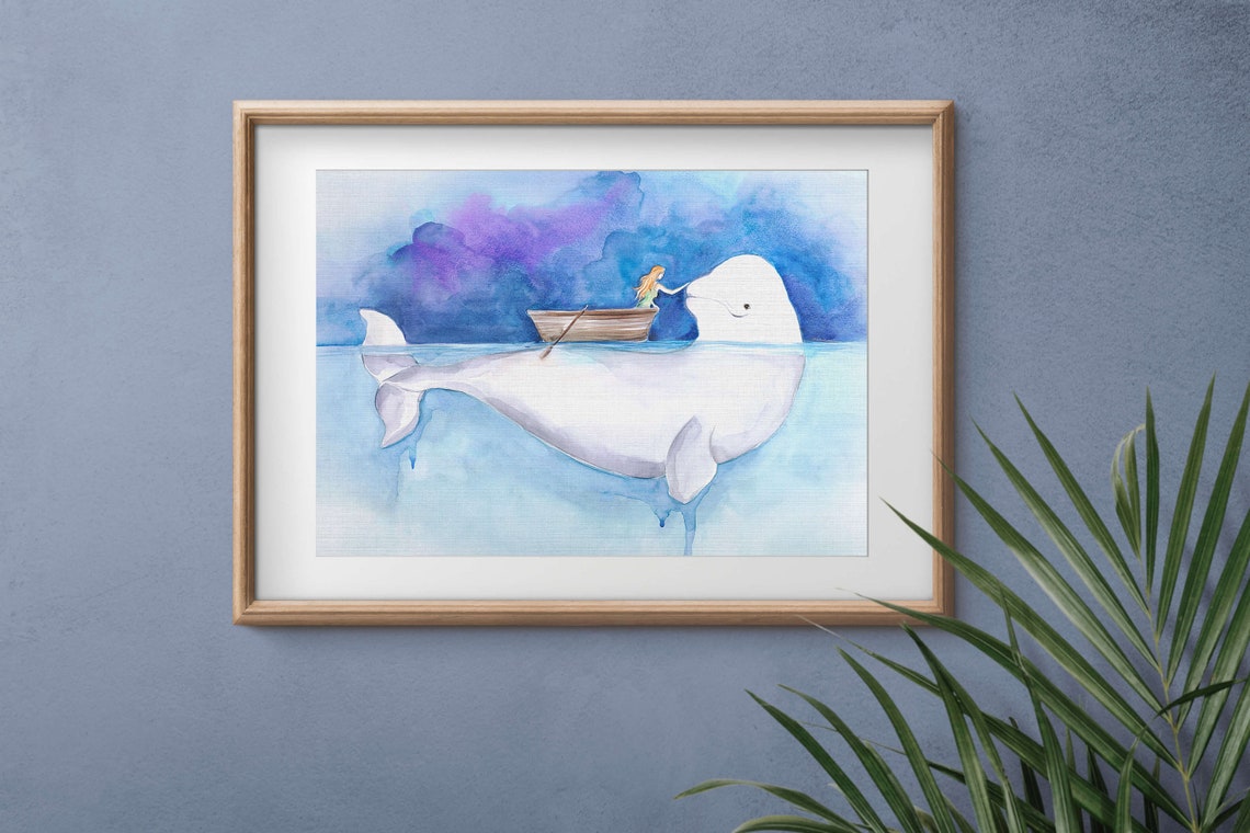Beluga Whale Watercolor, Whale Nursery Art Print - Image 4