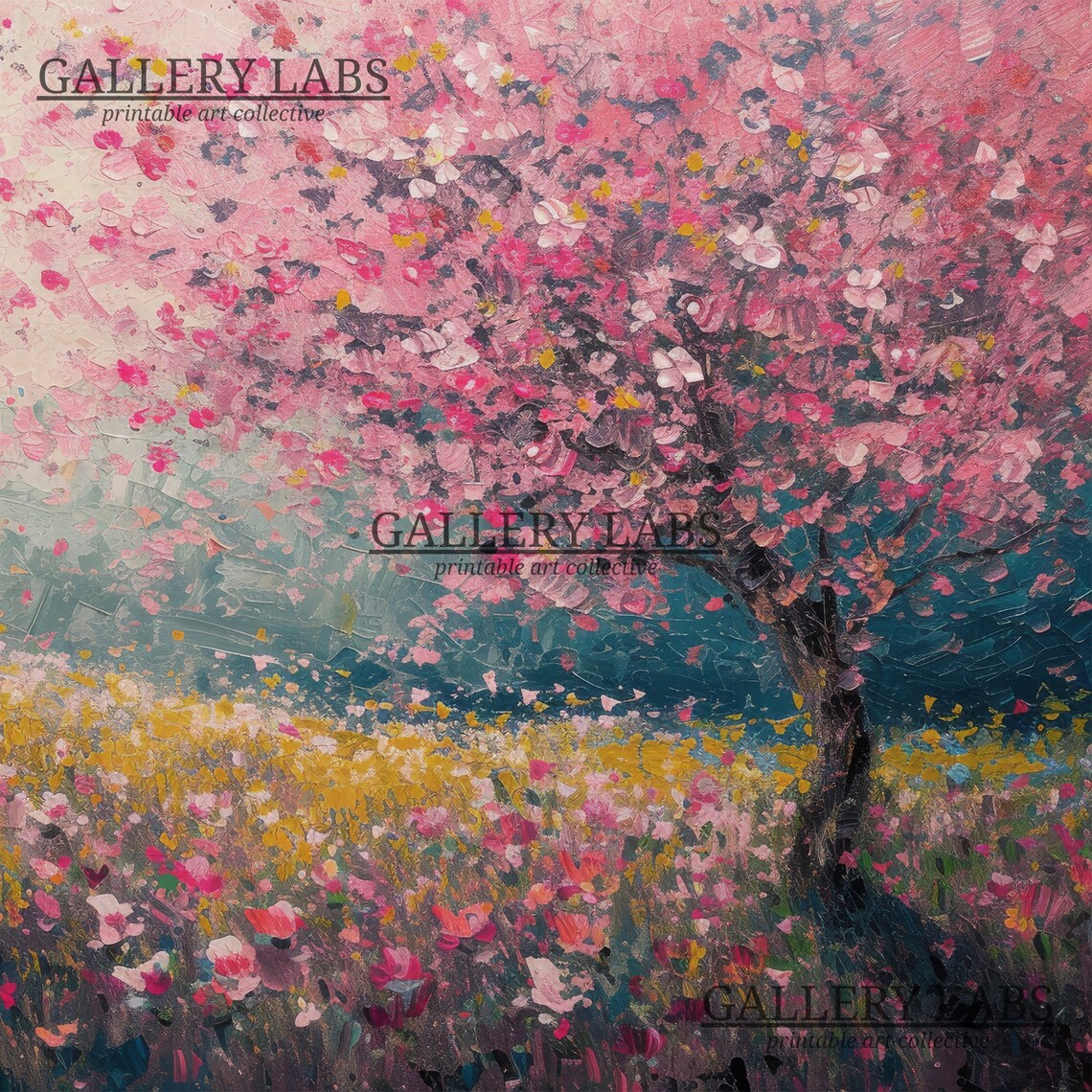 Pink Wildflower Painting, Farmhouse Spring Landscape Art Print - Image 4