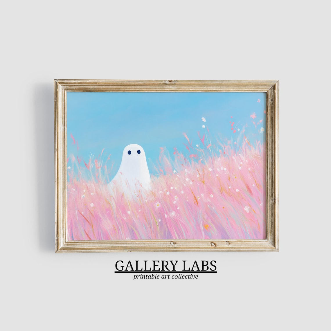 Pink Ghost Print, Girly Halloween Wall Art