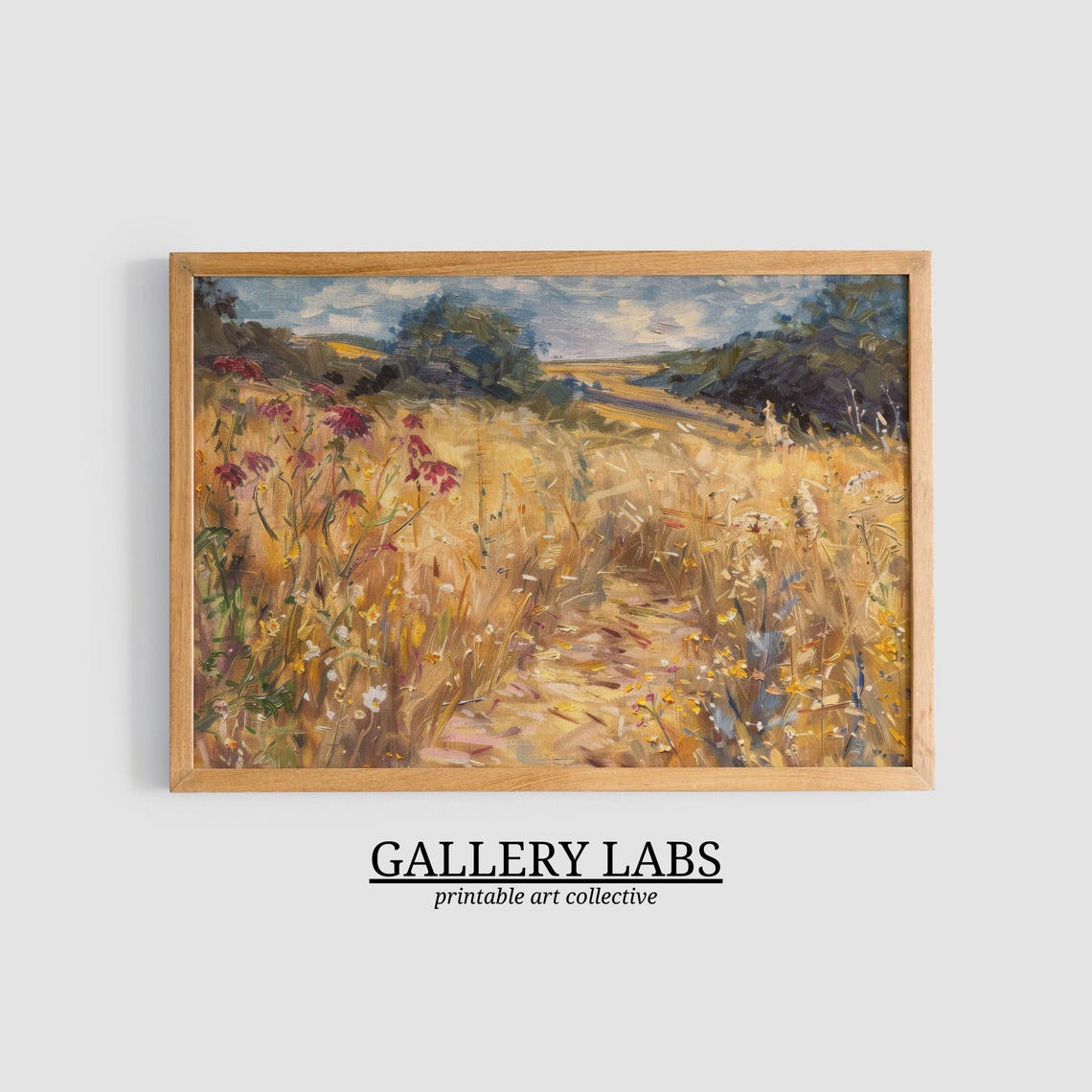 Wildflower Meadow Autumn Foliage Cottagecore Sunlit Fall Art Print - Image 3