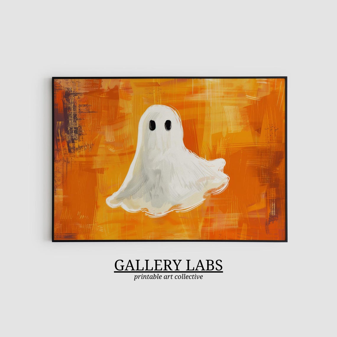 Ghost Painting Burnt Orange Wall Art Halloween Decor Cute Spooky Decor Halloween Print Halloween Wall Art Art - Image 2