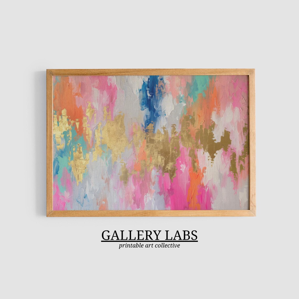 Abstract Pink Gold Art Print, Preppy Dorm Decor - Image 3
