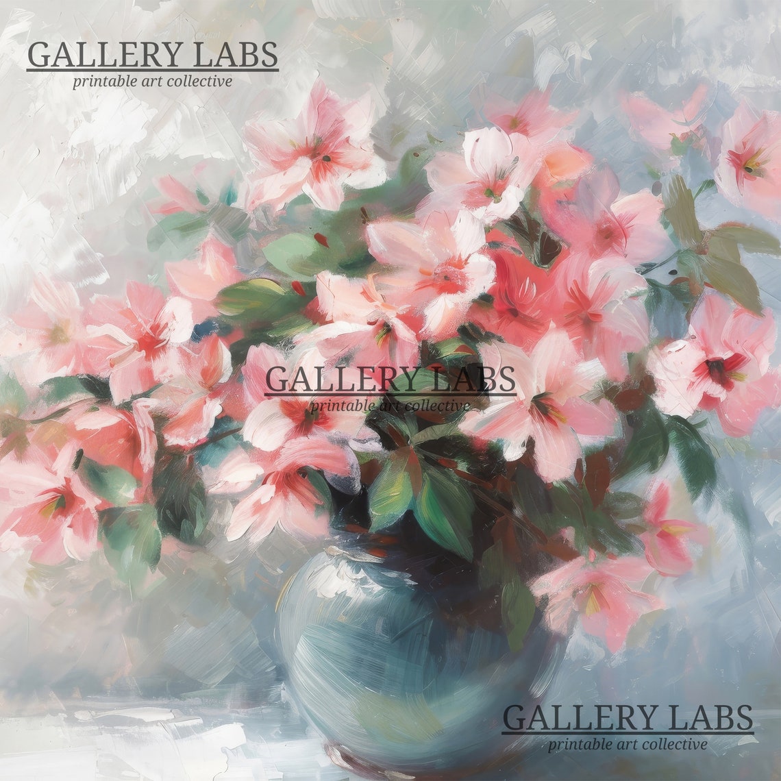 Soft Pink Blossom Bouquet In Blue Vase Gentle Spring Floral Poster - Image 4
