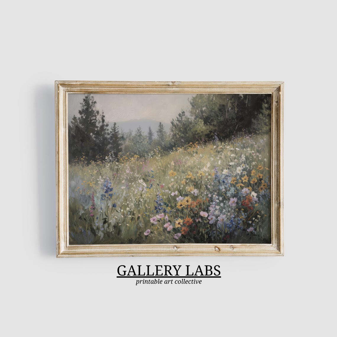 Wildflower Field Forest Edge Vintage Painterly Botanical Art Poster