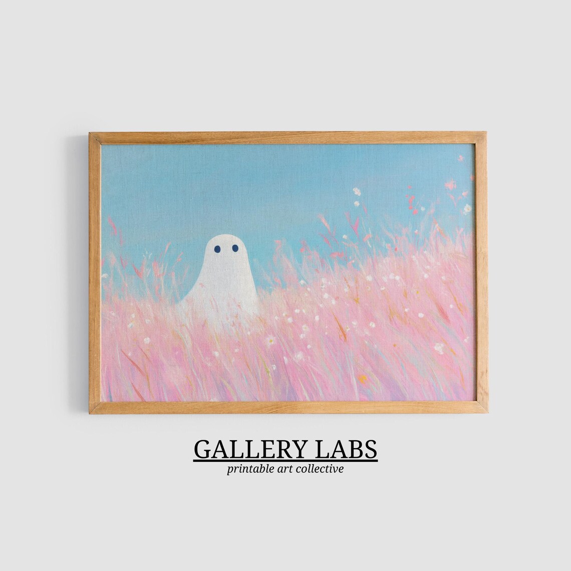Pink Ghost Print, Girly Halloween Wall Art - Image 3