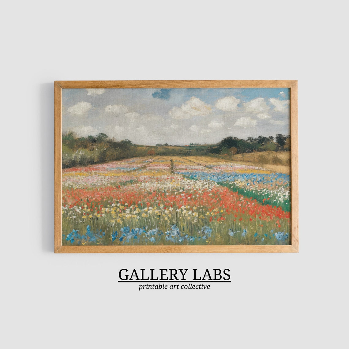 Colorful Wildflower Field Stripes Impressionist Garden Art Print - Image 3