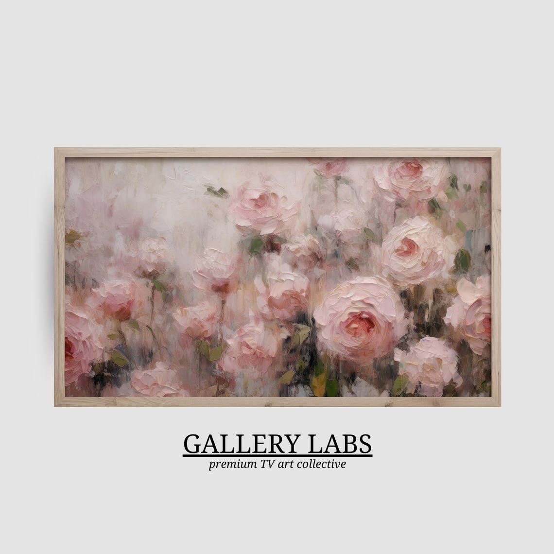 Soft Misty Pink Roses Impressionist Floral Framed TV Art Print - Image 2