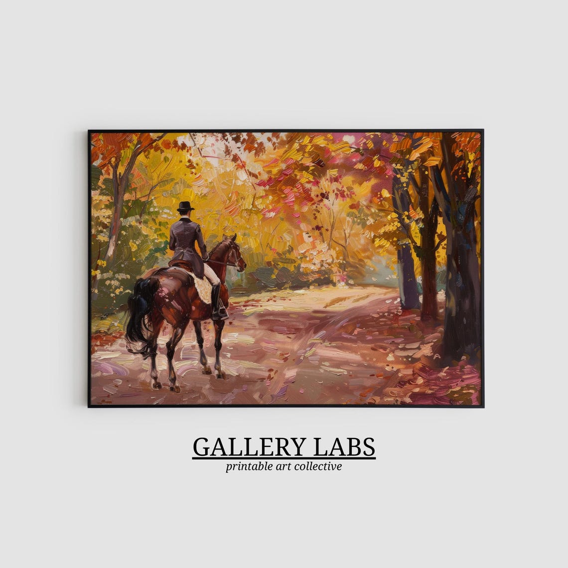 Chestnut Horse Portrait Warm Autumn Equestrian Stable Art Print - Image 2