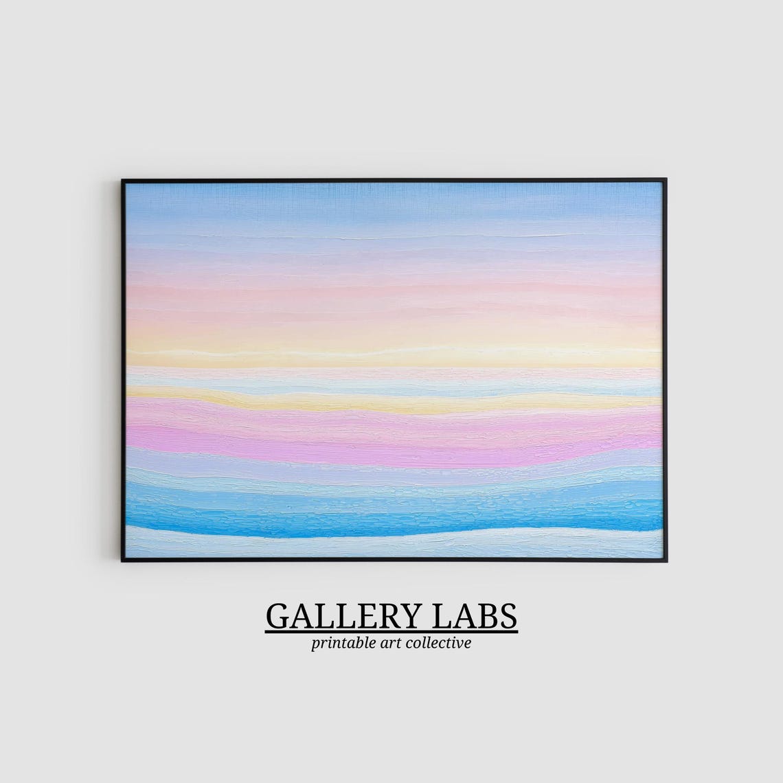 Pastel Ocean Sunset Stripes Blue Pink Waves Seascape Travel Poster - Image 2