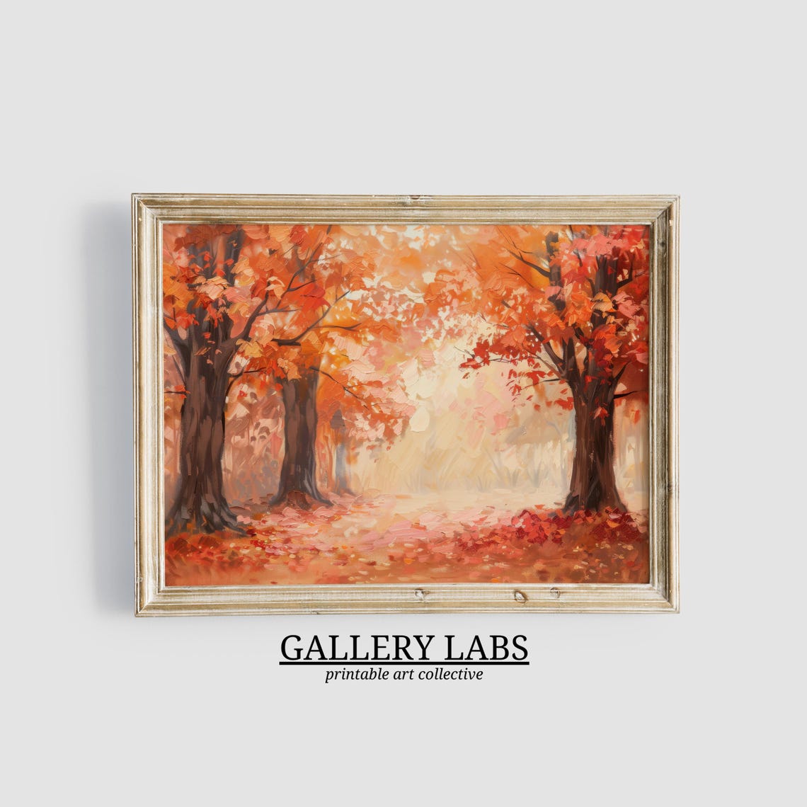 Autumn Forest Path Orange Maple Trees Fall Foliage Painting Poster