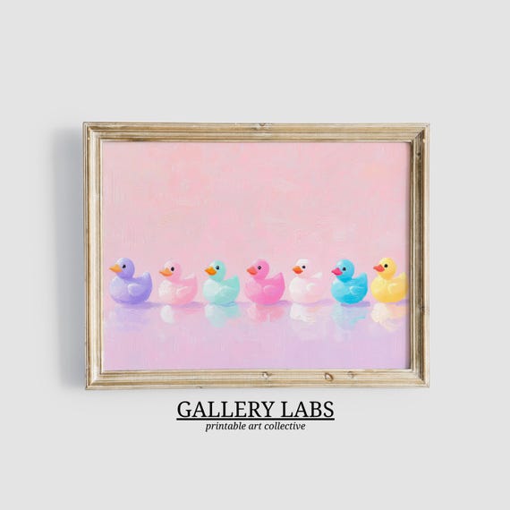 Ducklings Painting Pink Nursery Art Girls Room Decor Pink Farmhouse Wall Art Cute Duck Print Wall Art