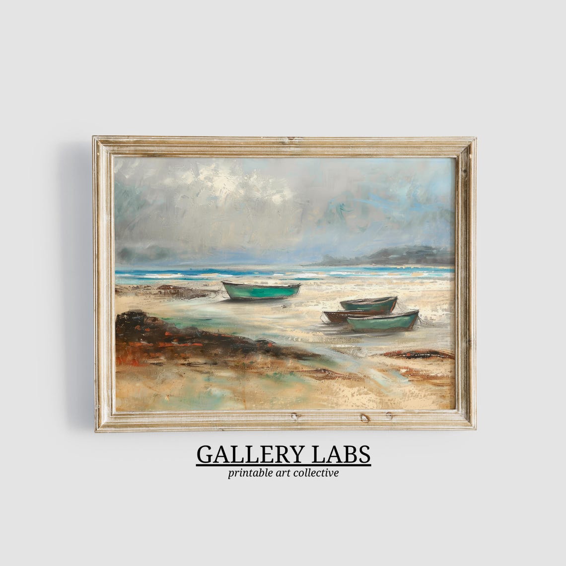 Vintage Nautical Ocean Horizon Calm Coastal Scene Wall Art Print