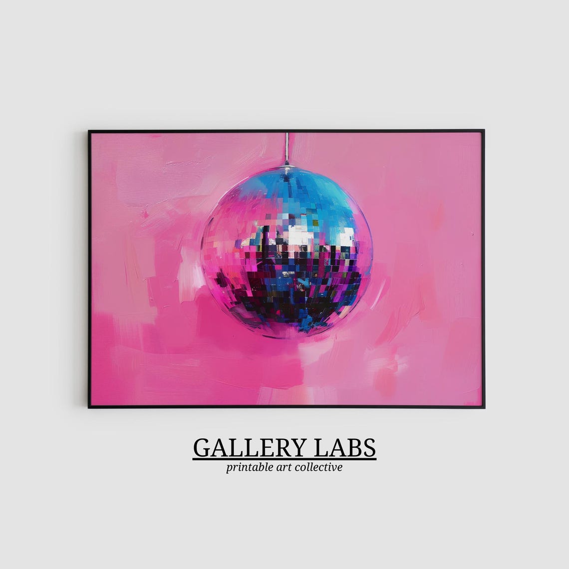 Disco Ball Hanging Pink Background Party Retro Maximalist Wall Poster - Image 2