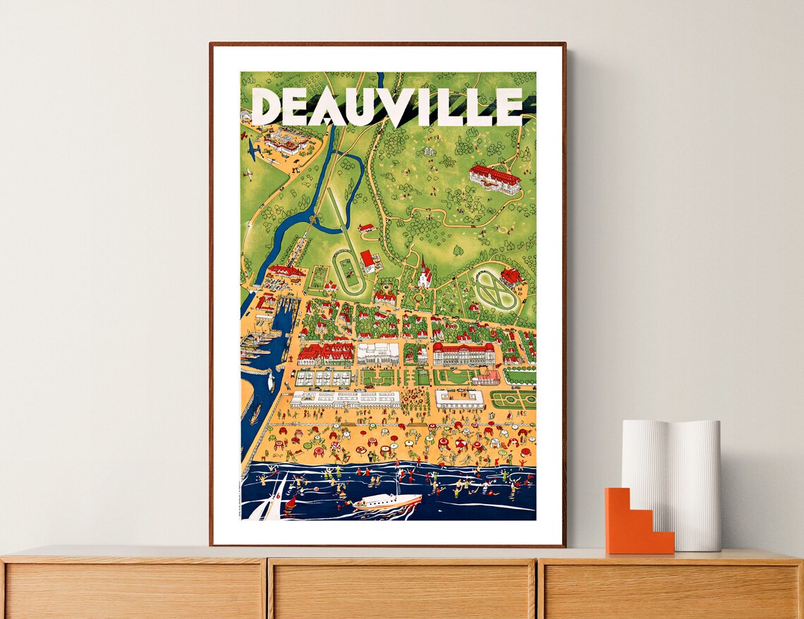 Deauville France Vintage Travel Poster Print