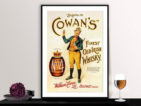 Cowans Finest Old Irish Whisky Vintage Poster