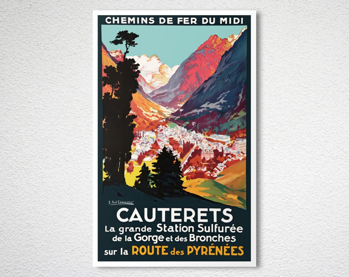 Cauterets La Grande Station Sulfuree Vintage Travel Poster - Image 2