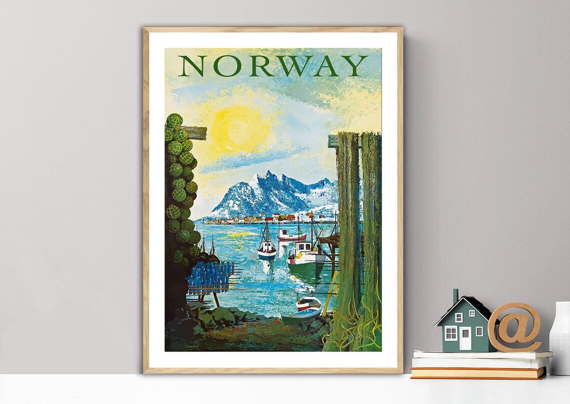 Norway Vintage Travel Poster, European Travel Poster