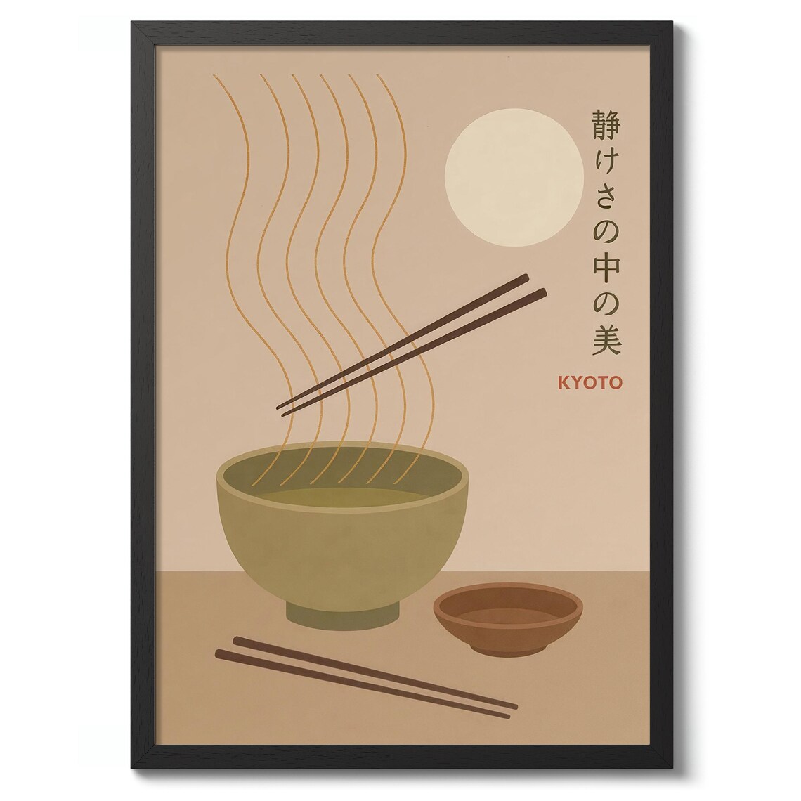 Kyoto Ramen Bowl Minimalist Japanese Food Illustration Poster