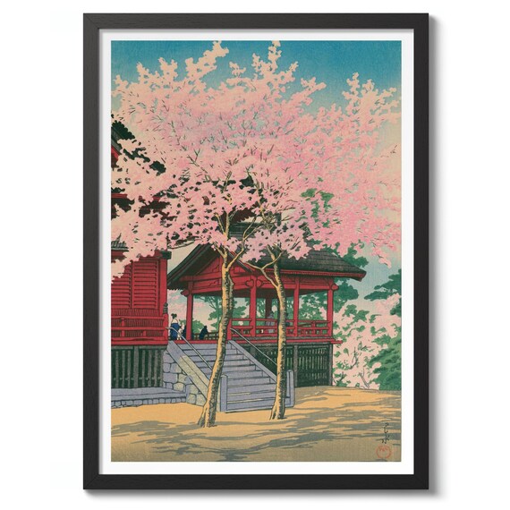 Kiyomizu Hall Ueno by Kawase Hasui Cherry Blossom Temple Poster