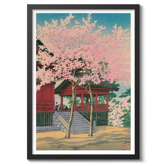 Kiyomizu Hall Ueno By Kawase Hasui Japanese Art Print Woodblock Poster Cherry Blossom Decor Temple